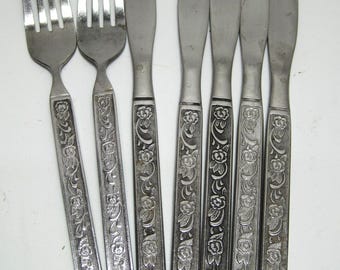 Set of 7 Pieces National Stainless COSTELLANO Flatware Forks Knives