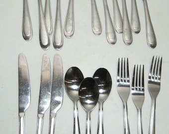 20 Pieces Cambridge Stainless Steel Flatware Clarity-Sand