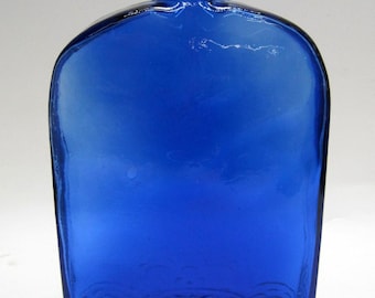 Vintage Cobalt Blue Glass Decanter Bottle Made In Spain With Sticker!