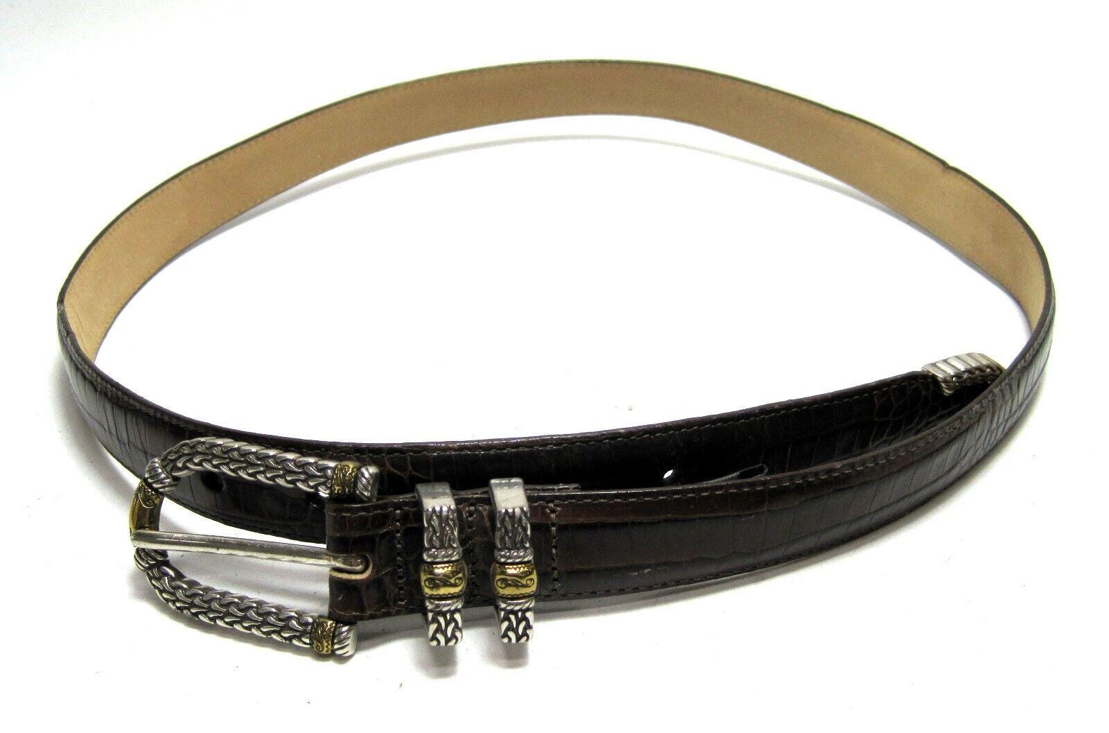 Brighton Dark Brown Leather Belt Two Tone Gold Silver Buckle  display picture 3