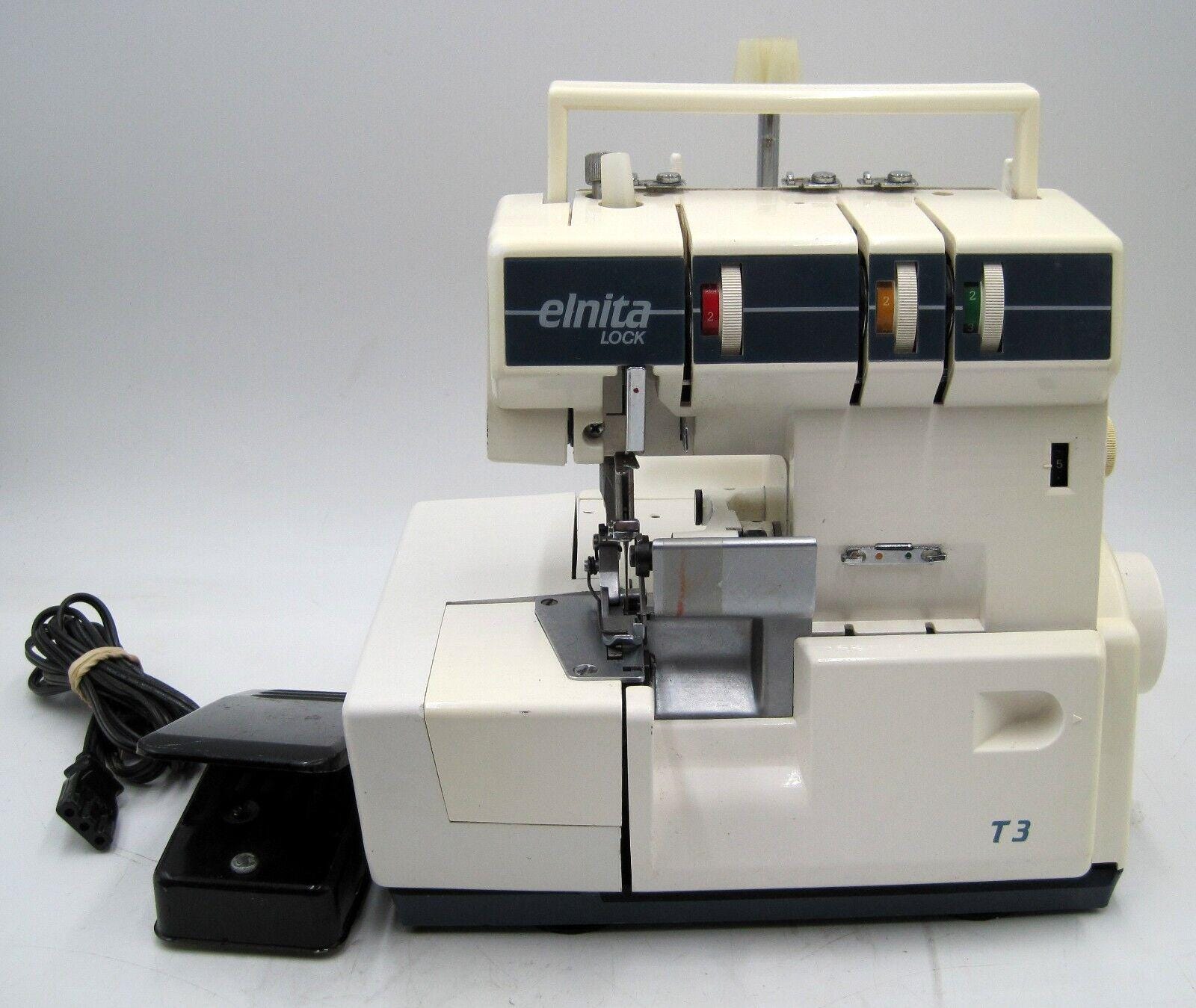 Elna Elnita Lock T3 Serger Sewing Machine W/Foot Pedal
