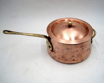 Vintage Douro Copper Pot, Saucepan, Kitchenware With Lid 3QT