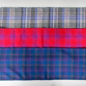 VTG Pendleton Trio of Gray Red & Blue Plaid Scarfs Virgin Wool 60" x 9"inch zdjęcie 1