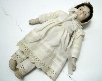 Victorian PORCELAIN Frozen CHARLOTTE DOLL 7"