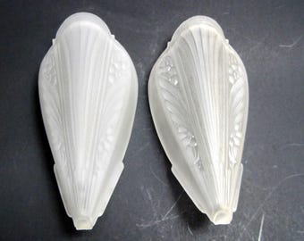 Set of 2 - Vintage Art Deco Art Glass Frosted Slip Shade for Wall Sconce/Fixture