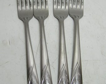 4 Pieces Oneida Oceanic Stainless Flatware Salad Forks