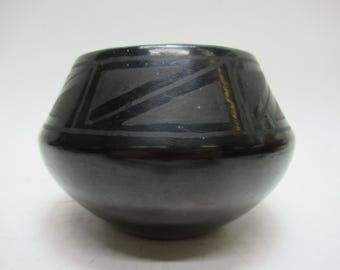 San Ildefonso Pottery Black On Black By Desideria Montoya(1889-1982)5.5" x 3.75"
