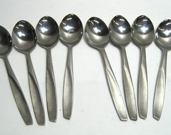Set of 8 - VTG Crestmark Japan Teaspoons Flatware Stainless Steel
