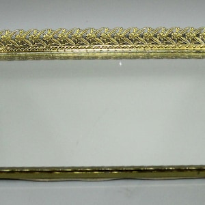 VTG Rectangle Metal Filigree Mirrored Glass Vanity Tray Cosmetics Hollywood Regency