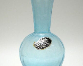 VTG MCM Boho Blue Rossini Made in Italy Empoli Glass Vase 8 1/4"