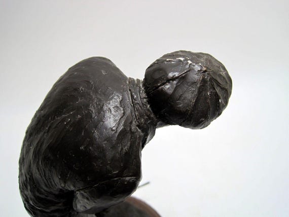 Vintage Sculpture 1987 Michael Garman Golfing Man Resin on Wooden