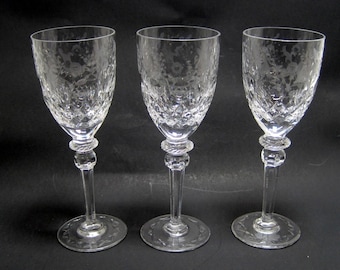 Set of 3 - Rogaska GALLIA Cut Crystal Exquisite Wine Goblet Glasses 7.75”