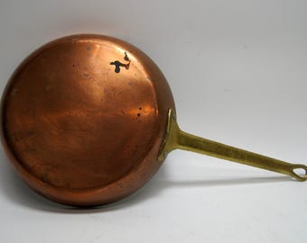 Vintage Copper Cookware Frying Pan 9.5" Inch Diameter 1.5 Inch Tall