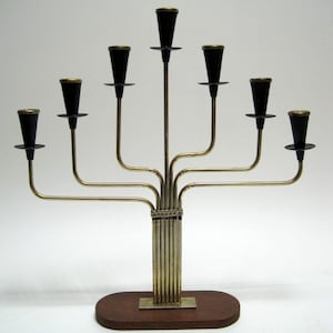MCM Swedish VTG 1950s Gold/Black Metal Gunnar Ander for Ystad Candle Holder