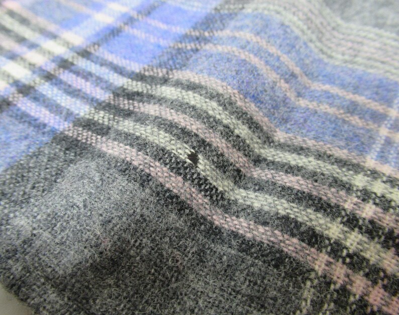 VTG Pendleton Trio of Gray Red & Blue Plaid Scarfs Virgin Wool 60" x 9"inch zdjęcie 4