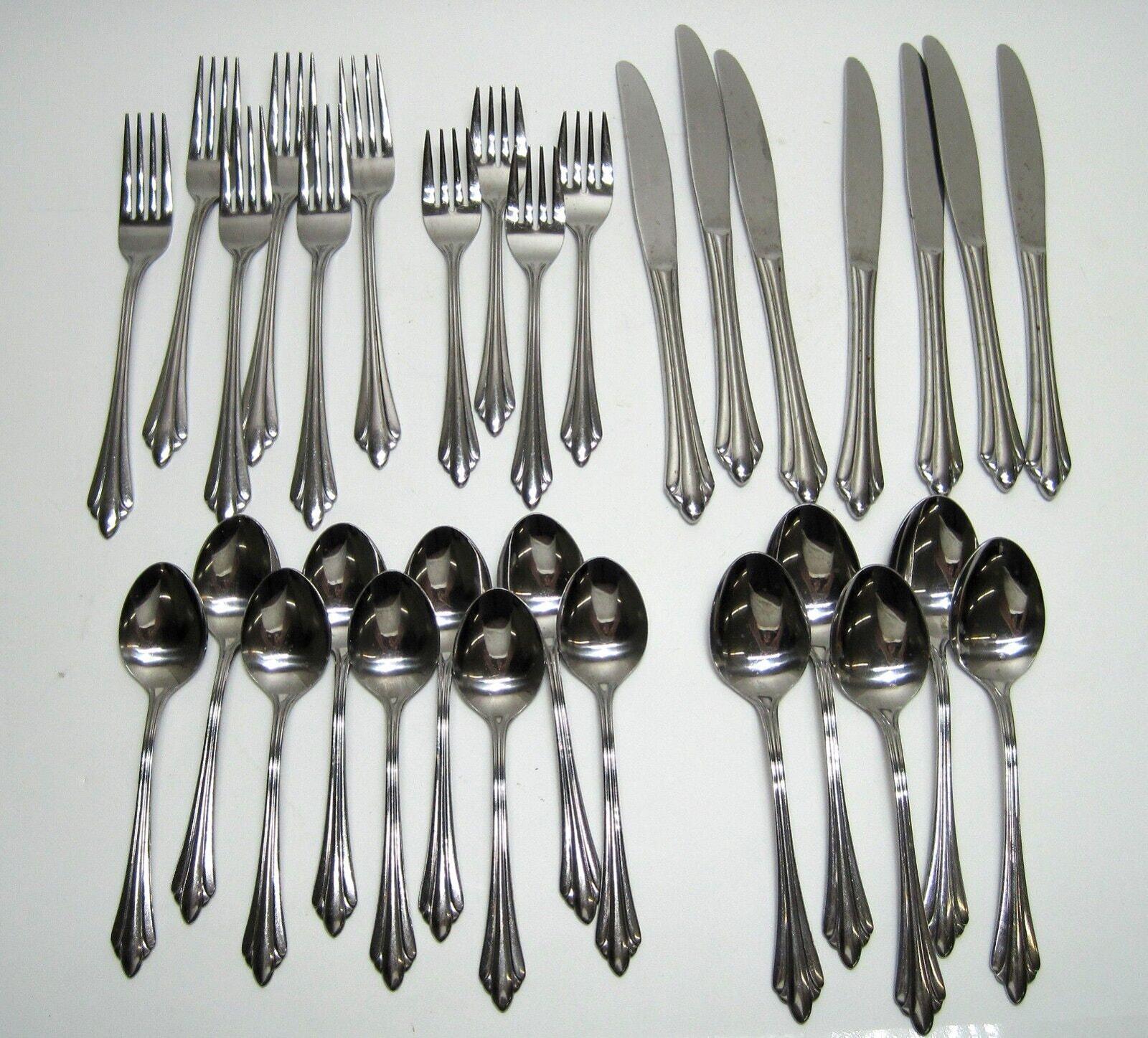 Modernist Pattern Gold Plated Stainless Flatware Set of 92 by Reed and