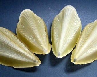 Set of 4 - Vintage Art Deco Art Glass Amber Slip Shade for Wall Sconce/Fixture