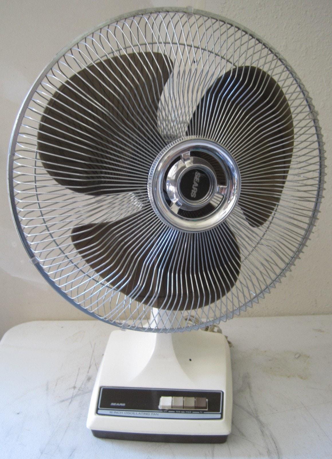 VTG Tested Sears 16 Inch Oscillating 3 Speed Fan Brown Blades W