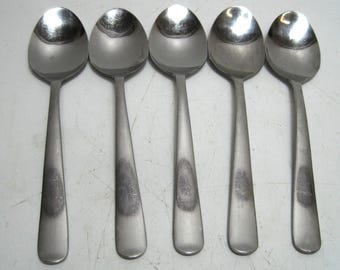 Set of 5 - Pfaltzgraff GOTHAM Stainless Teaspoons 6 1/4"