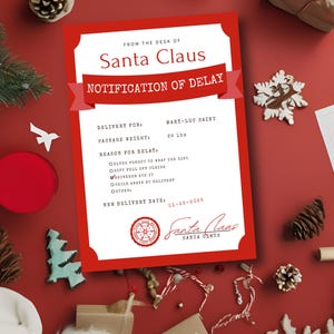 Santa’s Notification of Delay - Personalized Template, Late Gift, Personalized for Kids, Friends, Family, Amazon Late, Gift is Coming