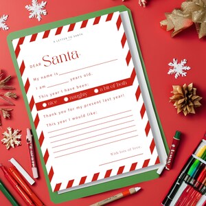 Lieber Santa - Druckbare Weihnachtsbriefvorlage, Kinderaktivität, Spaß im Klassenzimmer, Fülle die Lücke