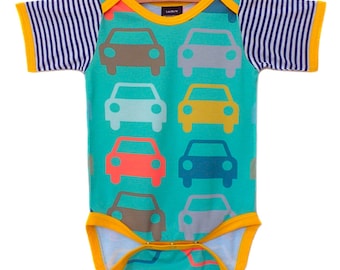 Best baby gifts, baby shower gifts, Handmade, vintage inspired, car baby, race car baby, cool boy clothes, groovy baby clothes, - Road Trip