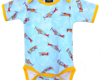 Handmade / Bodysuit / boy clothes / airplane / baby clothes  - Loopty Loop