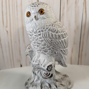 Figurine en céramique peinte avec harfang des neiges, vintage