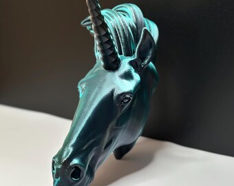 Decoración de pared con unicornio verde oscuro místico para habitaciones de fantasía