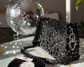 Pochette noire chic - Sac de soirée classique avec bandoulière amovible