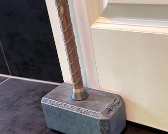 Thor’s Hammer Door Stopper | Fillable Mjølnir with Metallic Finish