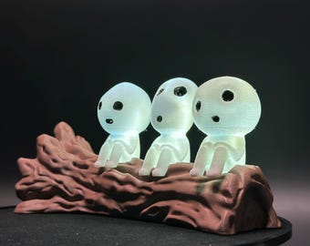 Lámpara de noche Kodama del Bosque Encantado: Lámpara de espíritus del bosque con un brillo caprichoso para una decoración mágica del hogar.