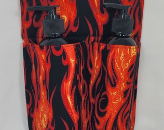 Double 8oz bottle Mssage Therapy hip holster, Flames