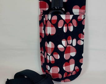 Single 8oz bottle Massage Therapy hip holster, Gingham Paw Print