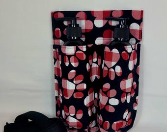 Double 8oz bottle massage therapy hip holster, Gingham Paw Print