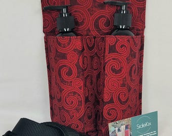 Double 8oz bottle Massage Therapy hip holster, Red Swirls