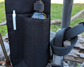 Single 8oz lotion bottle RIGHT hip holster, black Kona cotton