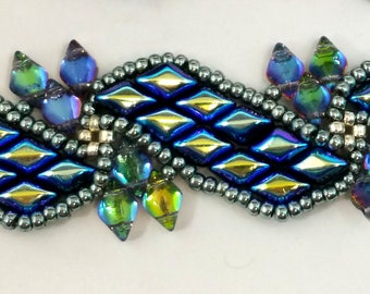 Deco Darling Bracelet Tutorial - beadweaving pattern for gemduo beads