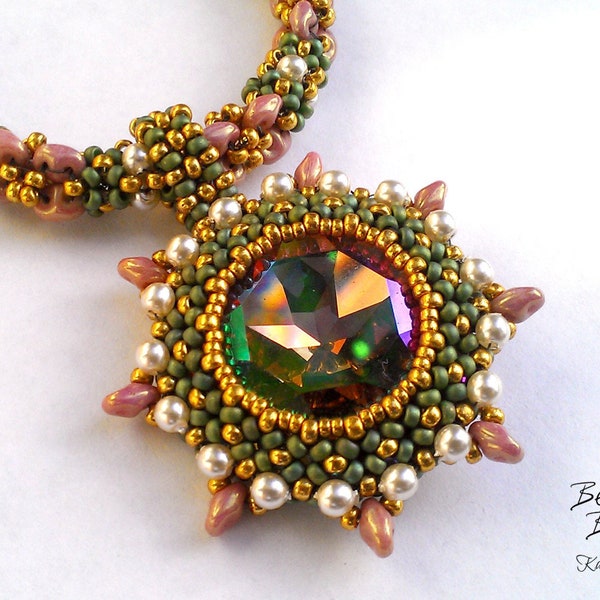 Starflower Necklace Tutorial - Double Right Angle Weave including rope