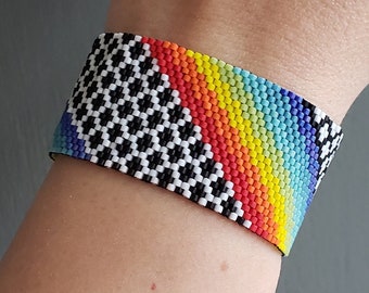 Ribbon Overlay Bracelet Pattern - Even Count Peyote Stitch