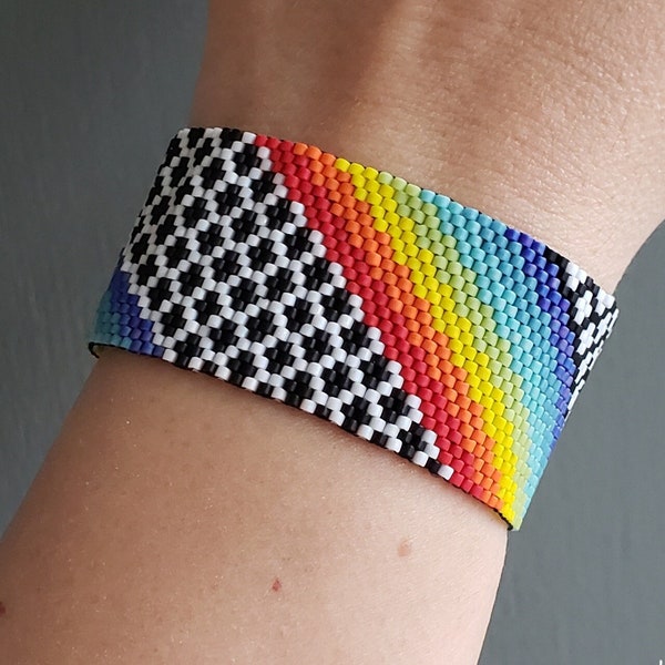 Ribbon Overlay Bracelet Pattern - Even Count Peyote Stitch