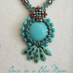 Once in a Blue Moon Necklace Intermediate Beading Tutorial Double Right Angle Weave DRAW image 1