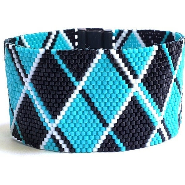 Color Block Bracelet - Even Count Peyote Beadweaving Pattern