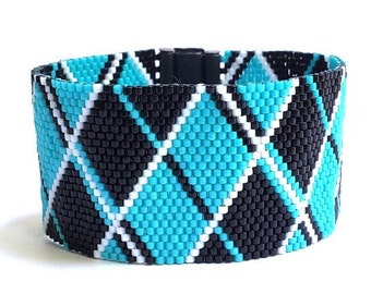 Color Block Bracelet - Even Count Peyote Beadweaving Pattern