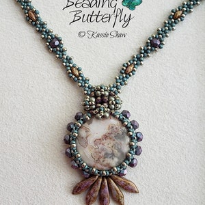 Once in a Blue Moon Necklace Intermediate Beading Tutorial Double Right Angle Weave DRAW image 2