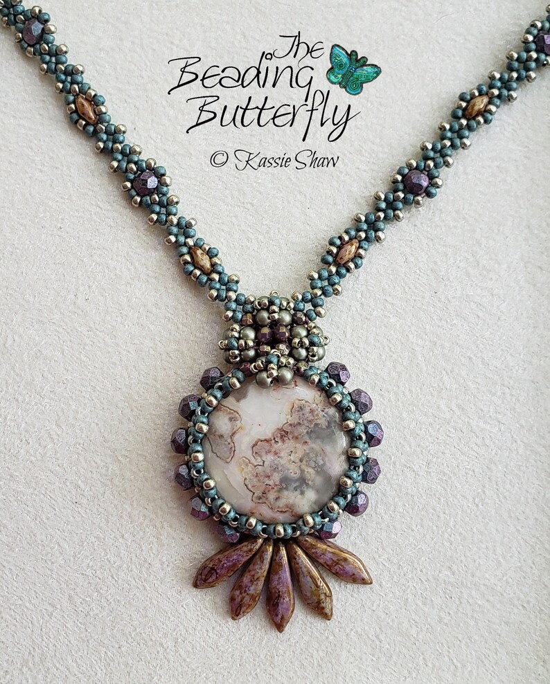 Once in a Blue Moon Necklace Intermediate Beading Tutorial Double Right Angle Weave DRAW image 2