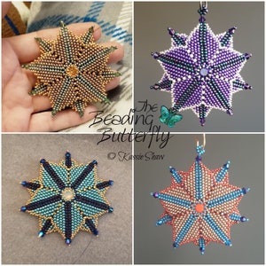 Pinwheel Star Ornament or Pendant Tutorial Beadweaving Pattern image 2