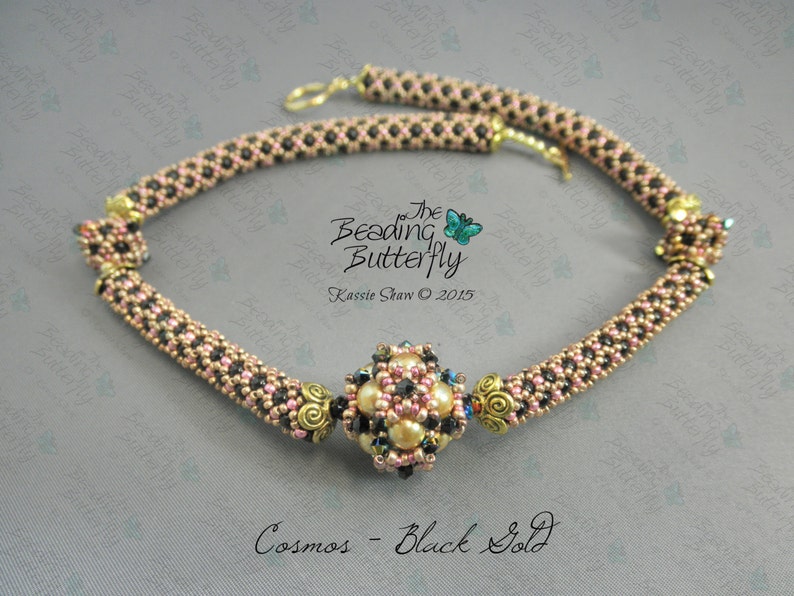 Cosmos Beaded Bead Necklace Tutorial Netted Rope and Right Angle Weave Beading Pattern image 5