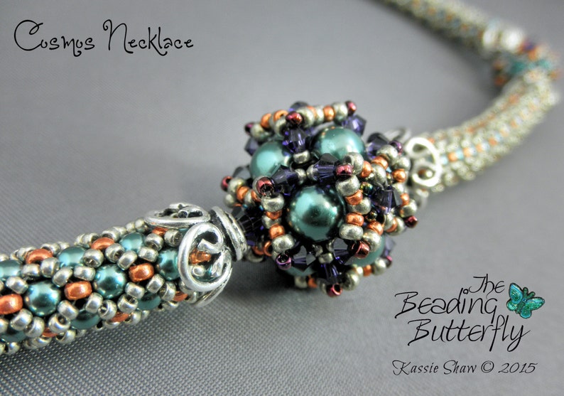 Cosmos Beaded Bead Necklace Tutorial Netted Rope and Right Angle Weave Beading Pattern image 1