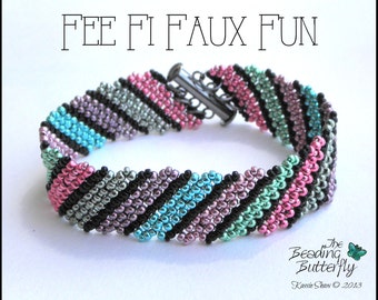 Fee Fi Faux Fun Bracelet Tutorial - Diagonal FRAW pattern - Digital Download